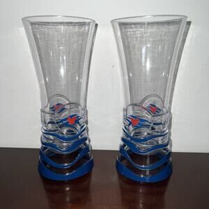 Lot of 2 Disney Cruise Lines Tall Plastic 7.5" Souvenir Drink Cups Tumblers Blue
